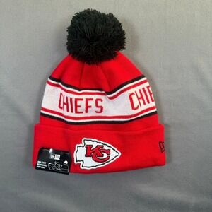 New Era Kansas City Chiefs Men OSFM Red Knit Pom Beanie Hat NFL Football Gameday